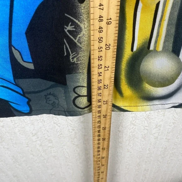 Claudio Nucci Mens Black Y2K Hip Hop Retro Music Hawaiian Button Up Shirt Size L - Picture 14 of 16